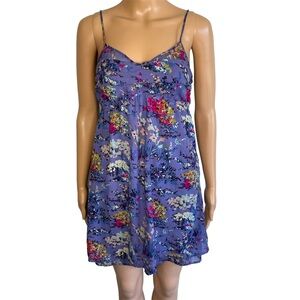 American Eagle Purple Floral Sweetheart Neck Strappy Sleeve Mini Sundress Dress